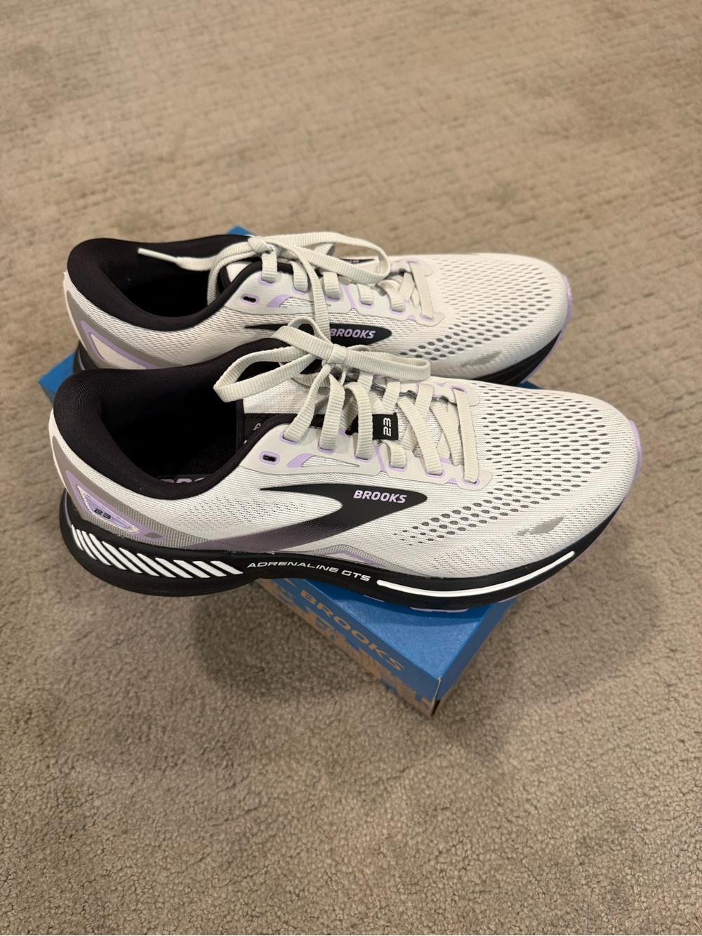 Brooks Adrenaline GTS Running Shoes - White with Black & Lilac Details